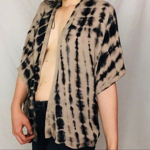 Ginger G Tan and Black Tie-dye Kimono.
